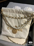 Small Chanel 22 White Shiny Calfskin Quilted Bag