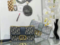 Dior Montaigne Chain Bag With Blue Oblique Jacquard Skin