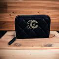 Chanel Monogram Caviar Zip Black Wallet