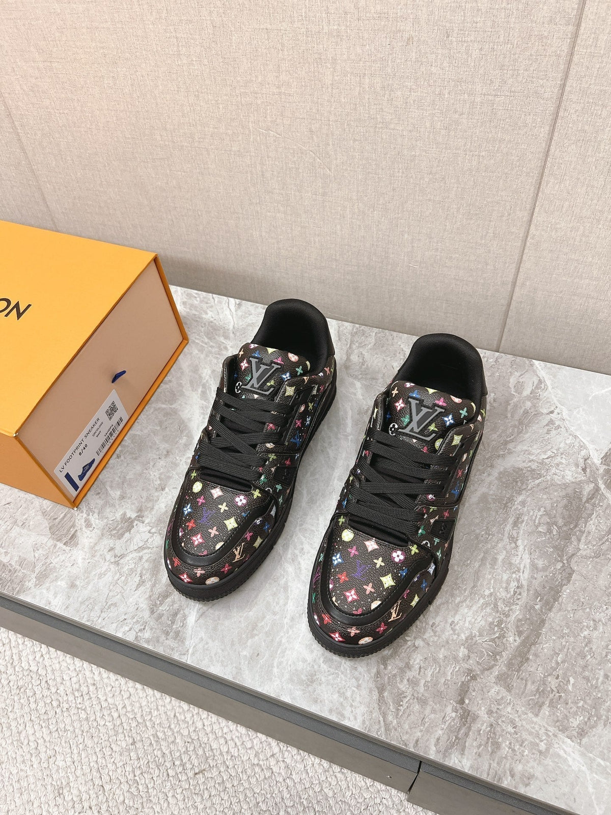 TRAINER SNEAKER IN BLACK MIX COLORFUL CALFSKIN