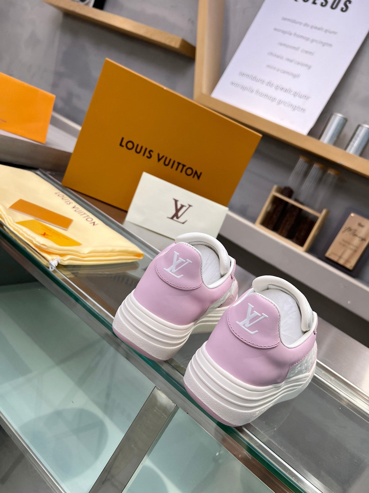 LV WOMEN GROOVY PLATFORM IN WHITE MIX LIGHT PINK EMBOSSED CALFSKIN